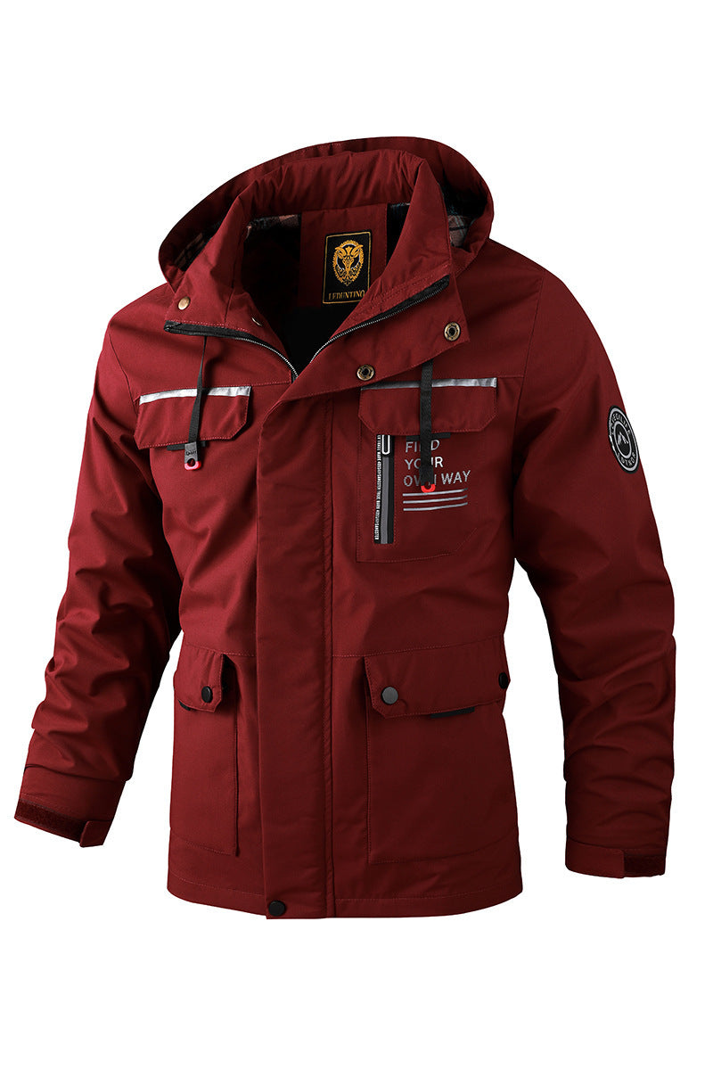 Men Casual Hooded Windbreaker Waterproof Soft Shell Winter Jacket
