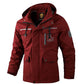 Men Hooded Parka Jacket Warm Windproof Multiple Pockets Outdoor