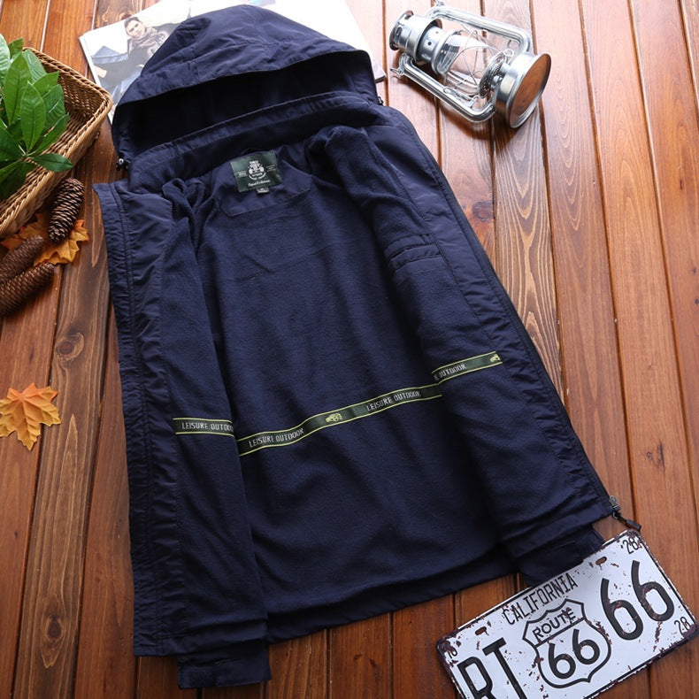 Men Autumn Winter Outdoor Mountaineering Suit Velvet Casual Jacket