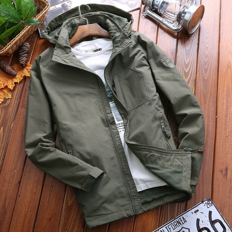 Men Autumn Winter Outdoor Mountaineering Suit Velvet Casual Jacket