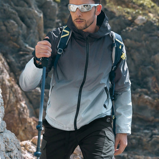 Men Hooded Raincoat Outdoor Windproof Waterproof Mountaineering Shell Jacket