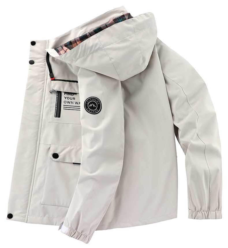 Men Hooded Parka Jacket Warm Windproof Multiple Pockets Outdoor