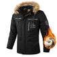 Men Hooded Parka Jacket Warm Windproof Multiple Pockets Outdoor