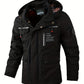 Men Hooded Parka Jacket Warm Windproof Multiple Pockets Outdoor
