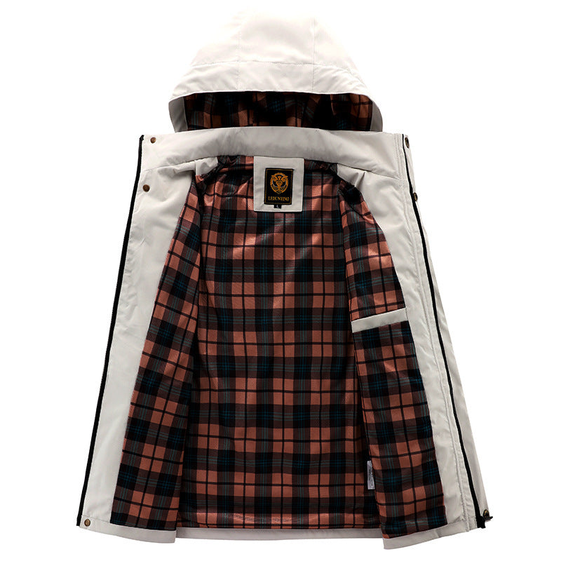 Men Casual Hooded Windbreaker Waterproof Soft Shell Winter Jacket