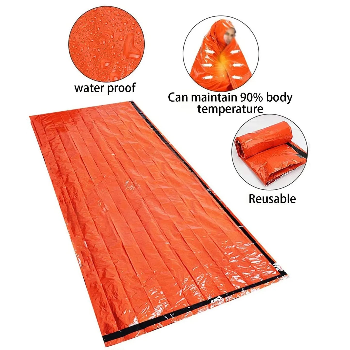 Portable Waterproof Emergency Sleeping Bag Thermal Survival Mylar Sack