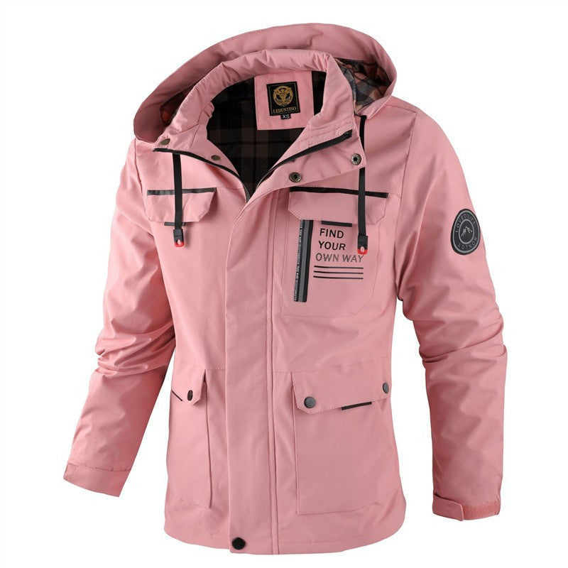 Men Casual Hooded Windbreaker Waterproof Soft Shell Winter Jacket