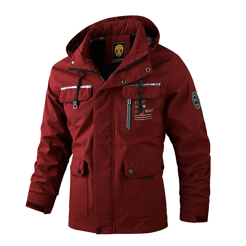 Men Casual Hooded Windbreaker Waterproof Soft Shell Winter Jacket