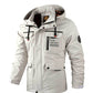 Men Hooded Parka Jacket Warm Windproof Multiple Pockets Outdoor