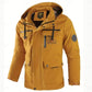 Men Hooded Parka Jacket Warm Windproof Multiple Pockets Outdoor