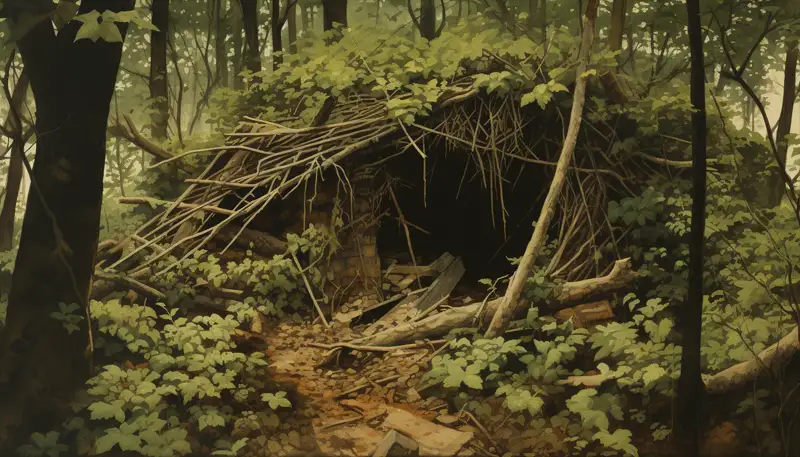 woodland survival shelters